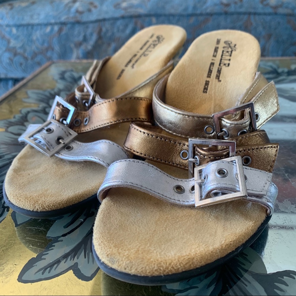 Helle - Low heal metallic strappy sandals